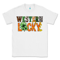 White Western lucky with clover St. Patricks day Classic Tee - HowdyJamesFarm