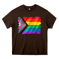 Chocolate Brown Pride flag background Heavy Core Tee - CowGirlArtShop