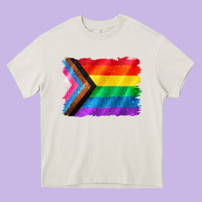 Pride Flag Background Heavy Core Tee Designed By Cowgirlartshop