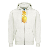 Oatmeal Heather gold pineapple Zipper Hoodie - linhVisuals