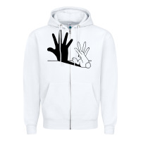 White rabbit hand shadow Zipper Hoodie - linhVisuals