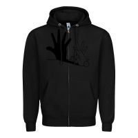 Black rabbit hand shadow Zipper Hoodie - linhVisuals
