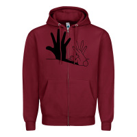 Burgundy rabbit hand shadow Zipper Hoodie - linhVisuals