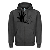 Charcoal Heather rabbit hand shadow Zipper Hoodie - linhVisuals