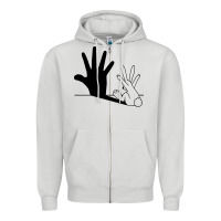 Dove Grey rabbit hand shadow Zipper Hoodie - linhVisuals