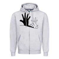 Heather Grey rabbit hand shadow Zipper Hoodie - linhVisuals
