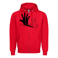 Red rabbit hand shadow Zipper Hoodie - linhVisuals