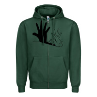 Sports Green rabbit hand shadow Zipper Hoodie - linhVisuals
