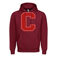 Burgundy cornell big red Zipper Hoodie - linhVisuals
