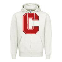 Oatmeal Heather cornell big red Zipper Hoodie - linhVisuals