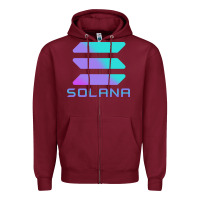 Burgundy solana cryptocurrency solana Zipper Hoodie - linhVisuals