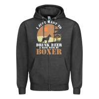 Charcoal Heather boxer beer dog lover t  shirt boxer beer dog lover t  shirt Zipper Hoodie - linhVisuals