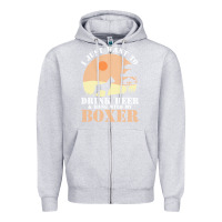 Heather Grey boxer beer dog lover t  shirt boxer beer dog lover t  shirt Zipper Hoodie - linhVisuals