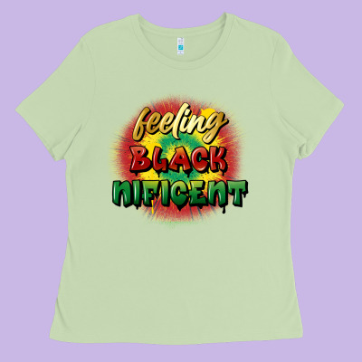 Feeling Blacknificent Ladies Tee Designed By Fadigitalartstudio