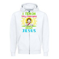 White i teach tiny humans about jesus Zipper Hoodie - linhVisuals