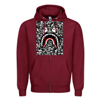 Burgundy Bape Shark Army Zipper Hoodie - linhVisuals