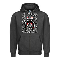 Charcoal Heather Bape Shark Army Zipper Hoodie - linhVisuals