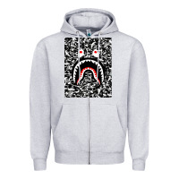 Heather Grey Bape Shark Army Zipper Hoodie - linhVisuals