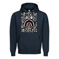 Navy Bape Shark Army Zipper Hoodie - linhVisuals