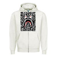 Oatmeal Heather Bape Shark Army Zipper Hoodie - linhVisuals