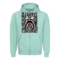 Seafoam Bape Shark Army Zipper Hoodie - linhVisuals