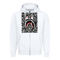 White Bape Shark Army Zipper Hoodie - linhVisuals