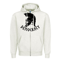 Oatmeal Heather democracy Zipper Hoodie - linhVisuals