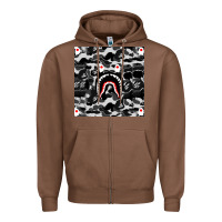Chestnut Bape Shark Army Zipper Hoodie - linhVisuals