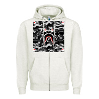 Oatmeal Heather Bape Shark Army Zipper Hoodie - linhVisuals