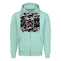 Seafoam Bape Shark Army Zipper Hoodie - linhVisuals