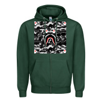 Sports Green Bape Shark Army Zipper Hoodie - linhVisuals