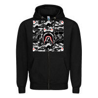 Black Bape Shark Army Zipper Hoodie - linhVisuals