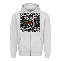 Dove Grey Bape Shark Army Zipper Hoodie - linhVisuals