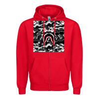 Red Bape Shark Army Zipper Hoodie - linhVisuals