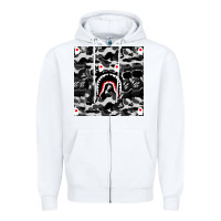 White Bape Shark Army Zipper Hoodie - linhVisuals