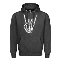 Charcoal Heather rock on skeleton hand Zipper Hoodie - linhVisuals
