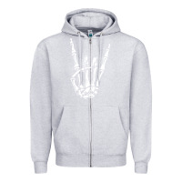 Heather Grey rock on skeleton hand Zipper Hoodie - linhVisuals
