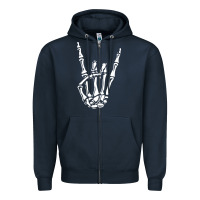 Navy rock on skeleton hand Zipper Hoodie - linhVisuals