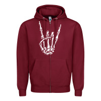 Burgundy rock on skeleton hand Zipper Hoodie - linhVisuals