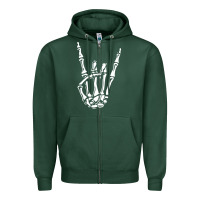 Sports Green rock on skeleton hand Zipper Hoodie - linhVisuals