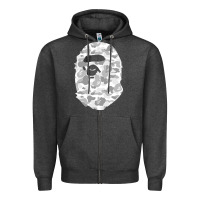 Charcoal Heather Gorilla Head Shot Zipper Hoodie - linhVisuals