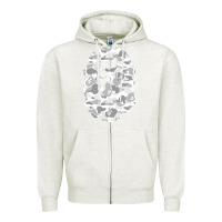 Oatmeal Heather Gorilla Head Shot Zipper Hoodie - linhVisuals