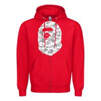Red Gorilla Head Shot Zipper Hoodie - linhVisuals