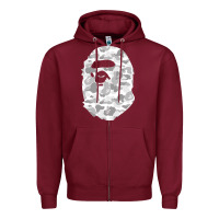 Burgundy Gorilla Head Shot Zipper Hoodie - linhVisuals