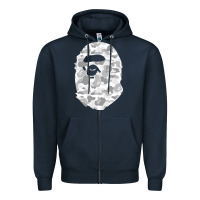 Navy Gorilla Head Shot Zipper Hoodie - linhVisuals