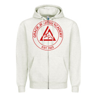 Oatmeal Heather gracie jiu jitsu academy Zipper Hoodie - linhVisuals