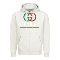 Oatmeal Heather grucci Zipper Hoodie - linhVisuals