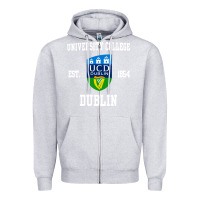 Heather Grey university college dublin Zipper Hoodie - linhVisuals