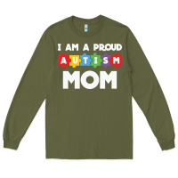 Army Green LIL Autism Mom Long Sleeve Tee - CowhideDigitalArt