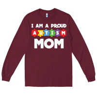 Burgundy LIL Autism Mom Long Sleeve Tee - CowhideDigitalArt